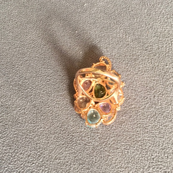 Genevive Multi-Color CZ Cluster Ring - Picture 4 of 5